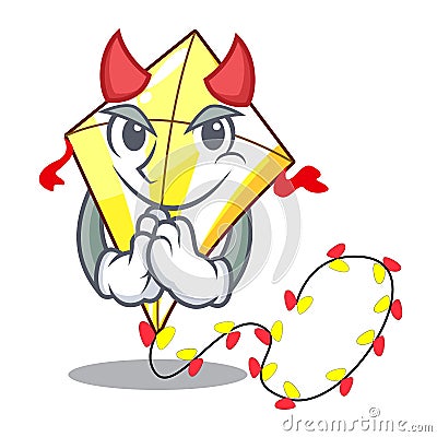 Devil cute kite flying the on mascot Vector Illustration