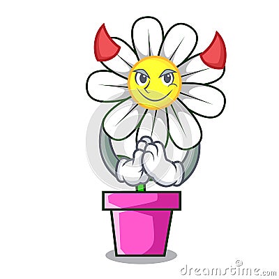 Devil daisy flower mascot cartoon Vector Illustration