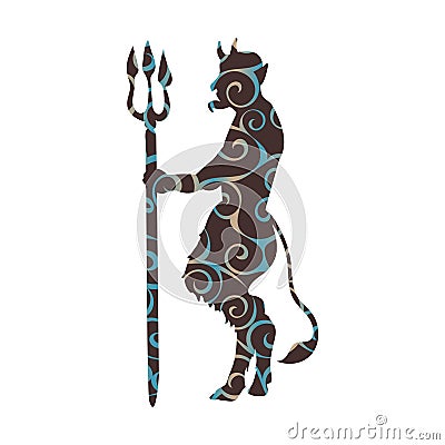 Devil demon religion trident pattern silhouette ancient mytholog Vector Illustration