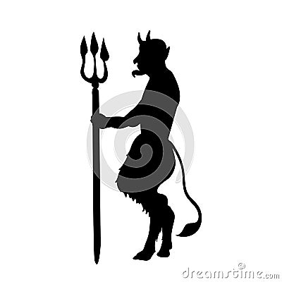 Devil demon religion trident silhouette ancient mythology Vector Illustration