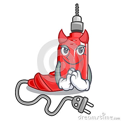 Devil electric drill isolated with the mascot Vector Illustration