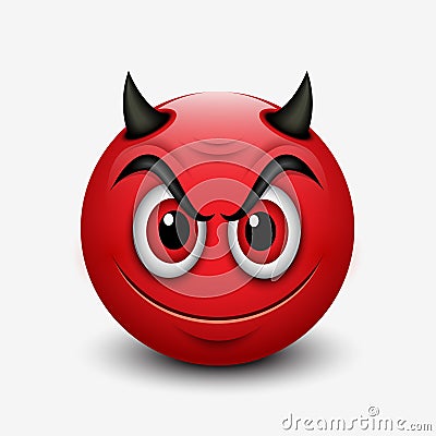 Devil emoticon isolated on white background - emoji - illustration Vector Illustration