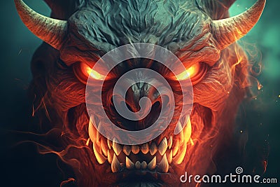 Devil fire monster. Generate Ai Stock Photo