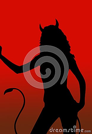 Devil girl silhouette Cartoon Illustration