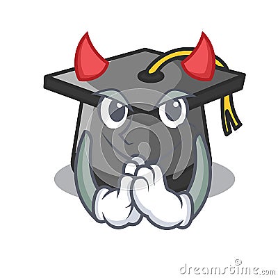 Devil graduation hat mascot cartoon Vector Illustration