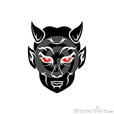 devil head or Lucifer demon face with horns Vector Illustration