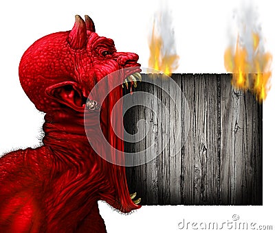 Devil Head Sign Cartoon Illustration