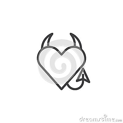 Devil heart line icon Vector Illustration