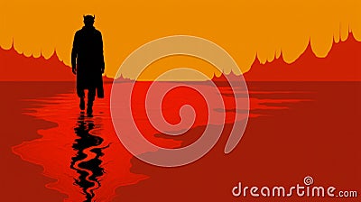 Devil in hell, landscape. Minimalistic style. Resident Evil Stock Photo