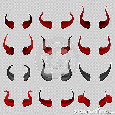 Devil horns collection. Satan hell vector symbols Vector Illustration