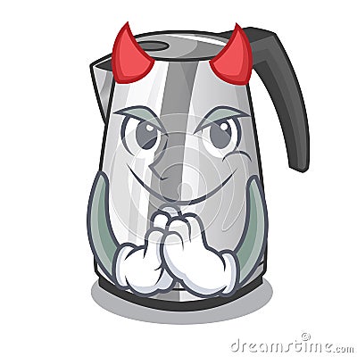 Devil kitchen electric kettle on a mascot Vector Illustration