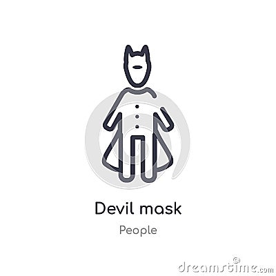 devil mask outline icon. isolated line vector illustration from people collection. editable thin stroke devil mask icon on white Vector Illustration