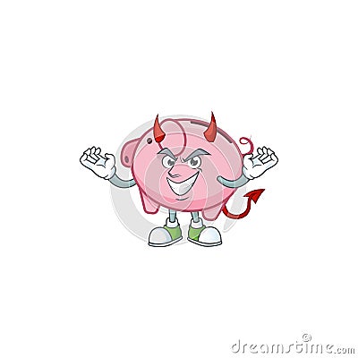 Devil piggy bank Cartoon character design style Vector Illustration