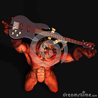 Devil playing guitar.satanic Stock Photo