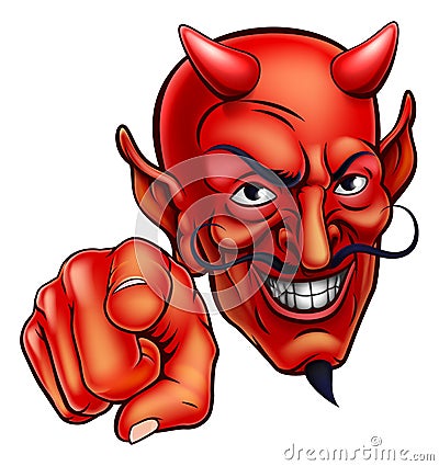 Devil Pointing Vector Illustration