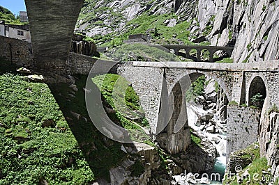 Devil's bridge. St. Gotthard pass, Switzerland Stock Photo