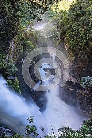 Devil`s Cauldron waterfall. Banos. Ecuador Stock Photo