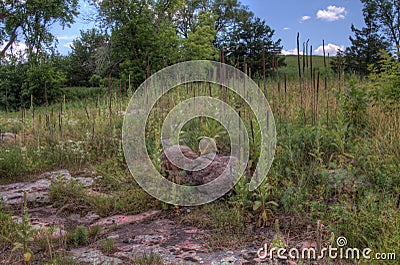 Devil`s Gulch is located By Garretson, South Dakota and is where Famous Outlaw Jesse James jumped across Stock Photo