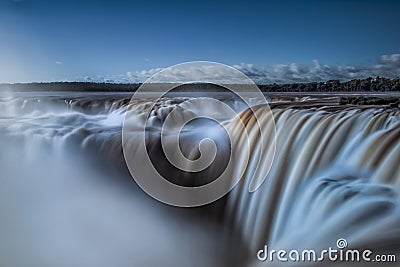 The devil`s throat on Iguazu Falls Stock Photo