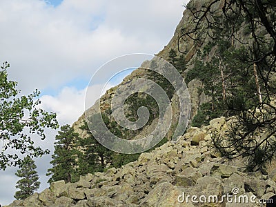 Devil`s Tower National Monument side detail Stock Photo