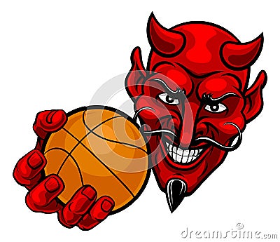 Devil Satan Basketball Sports Mascot Cartoon Vector Illustration