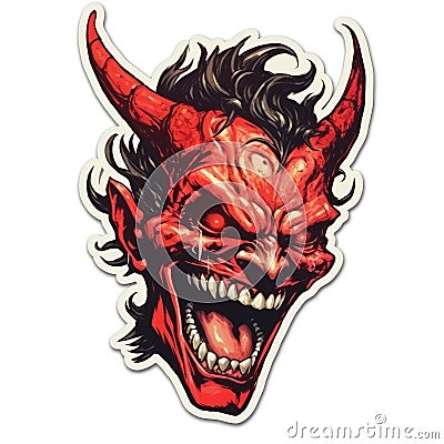 devil satan demon tattoo sticker illustration Halloween scary creepy horror crazy devil Cartoon Illustration