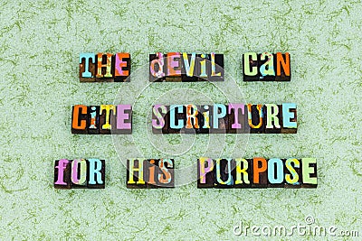 Devil scripture deal corruption religion purpose evil cult deceit Stock Photo