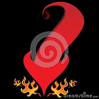 Devil Tail Arrow Flame Vector Illustration