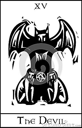 Devil Tarot Card Vector Illustration