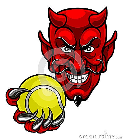 Devil Tennis Sports Mascot Vector Illustration