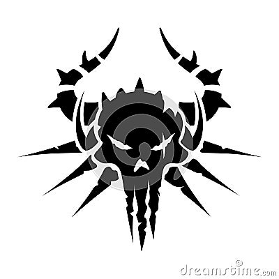 Devil UI icon. Dark fantasy game sign. Daemon skull silhouette. Gothic isolated emblem. Black template Vector Illustration