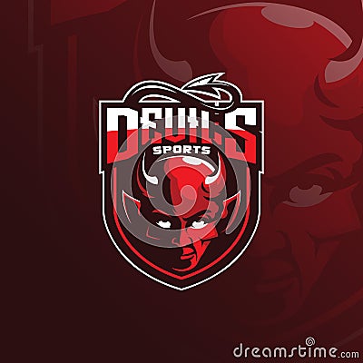 Devil vector mascot logo design with modern illustration concept style for badge, emblem and tshirt printing. devil illustration Vector Illustration
