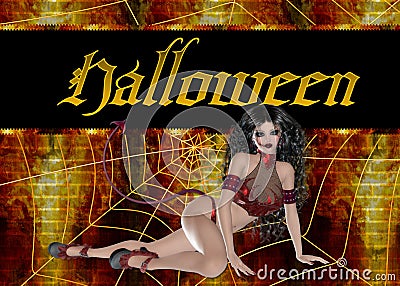 Devil Woman Halloween Background Stock Photo