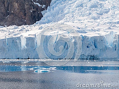 Deville glacier calving in Andvord Bay near Neko Harbor, Arctowski Peninsula, Antarctica Stock Photo