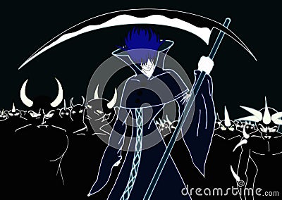 Race of demons controlled by the death, cartoon, dark colors. Cartoon Illustration