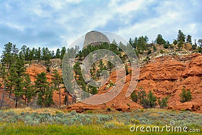 Devils Tower National Monument in Wyoming Stock Photo