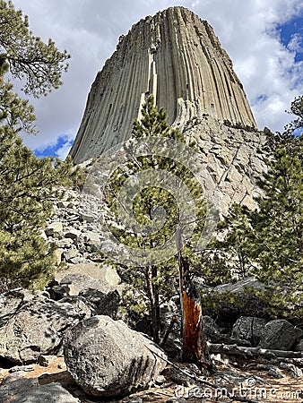 Devils tower in Wyoming Stock Photo