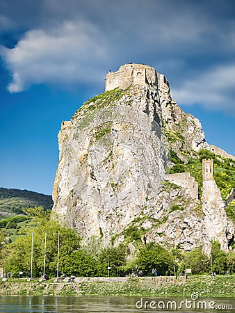 Devin castle ruins from Danube river view, Bratislava, Slovakia Stock Photo