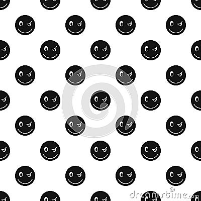 Devious smiley pattern, simple style Vector Illustration
