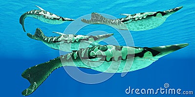 Devonian Pteraspis Fish Group Stock Photo