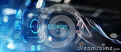 DevOps Agile development concept on virtual screen. Stock Photo