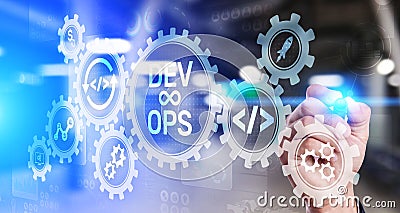 DevOps Agile development concept on virtual screen Stock Photo