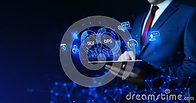 DevOps Dev Ops software development. Business Technology Automation Process Concept Stock Photo