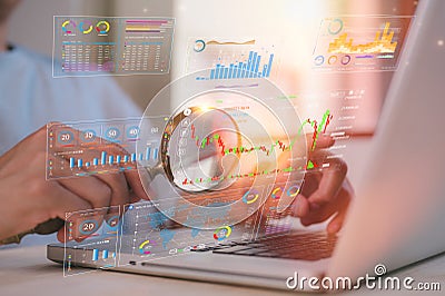 Devops engineer software developer operation work with agile as programer development data chart on virtual screen Stock Photo