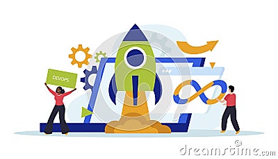 Devops Engineering Flat Design Vector Illustration