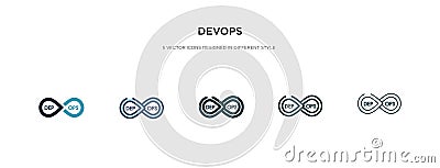 Devops icon in different style vector illustration. two colored and black devops vector icons designed in filled, outline, line Vector Illustration