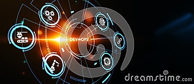 DevOps Methodology Development Operations agil programming technology concept. 3d illustration Cartoon Illustration