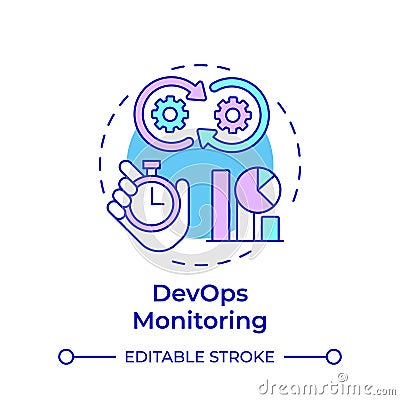 DevOps monitoring multi color concept icon Vector Illustration