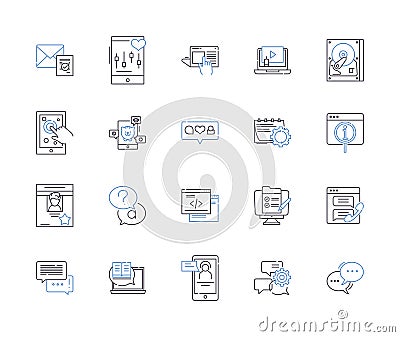 DevOps outline icons collection. automation, collaboration, agile, tools, cloud, CI/CD, deployment vector and Vector Illustration