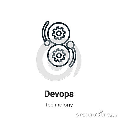 Devops outline vector icon. Thin line black devops icon, flat vector simple element illustration from editable technology concept Vector Illustration